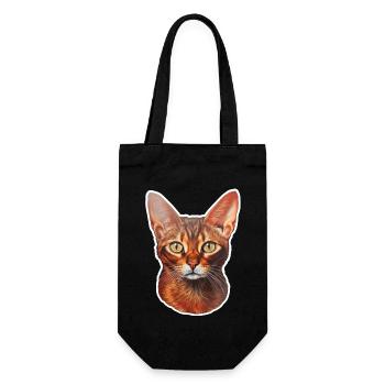 Abessinierkatzenkopf - Geschenkbeutel für Flaschen - Schwarz - Vorne