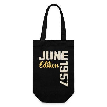 Born in June 1957 Gift June 1957 Birthday - Gift Bag for Bottles - black - Front