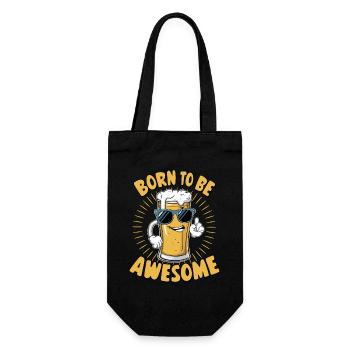 Beer Saying Born to be Awesome - Gift Bag for Bottles - black - Front