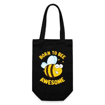 Lustige Biene Spruch Born to Bee Awesome - Geschenkbeutel für Flaschen - Schwarz - Vorne