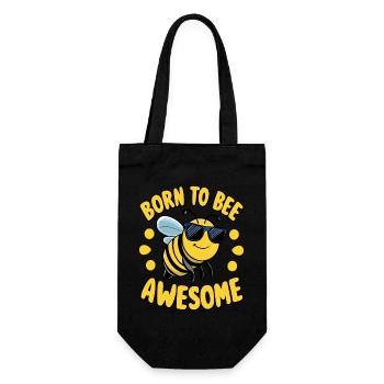 Lustige Biene Spruch Born to Bee Awesome - Geschenkbeutel für Flaschen - Schwarz - Vorne