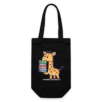 Reading Books Giraffe Book Book Lover - Gift Bag for Bottles - black - Front