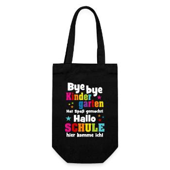 Kindergarten Einschulung Schulkind Schule Geschenk - Geschenkbeutel für Flaschen - Schwarz - Vorne