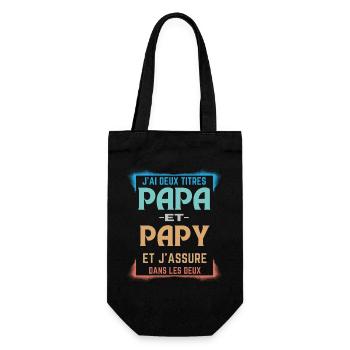T-shirt pour Papa et Papy - J'ai Deux Titres Papa - Sac à bouteille - noir - Devant