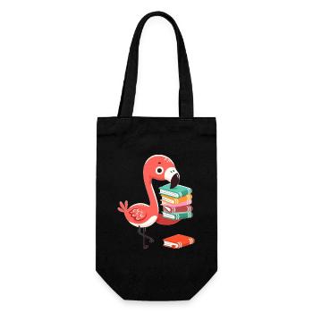Reading Books Flamingo Book Book Lover - Gift Bag for Bottles - black - Front