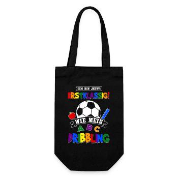 Schulanfang Schulkind Fußball Einschulung Geschenk - Geschenkbeutel für Flaschen - Schwarz - Vorne