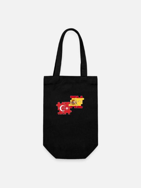 Türkei Spanien Vintage Flagge Spanier Türke - Geschenkbeutel für Flaschen - Schwarz