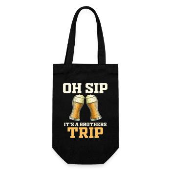 Geschwister Oh Sip Its A Brothers Trip - Geschenkbeutel für Flaschen - Schwarz - Vorne