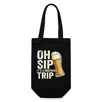 Geschwister Oh Sip Its A Brothers Trip - Geschenkbeutel für Flaschen - Schwarz - Vorne