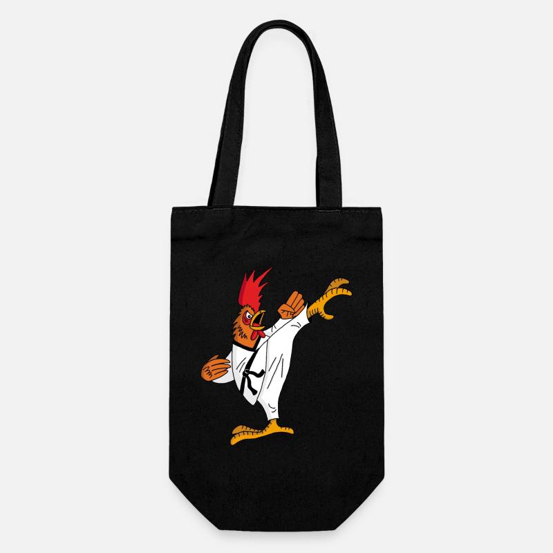 Coq et karaté - Sac à bouteille - noir