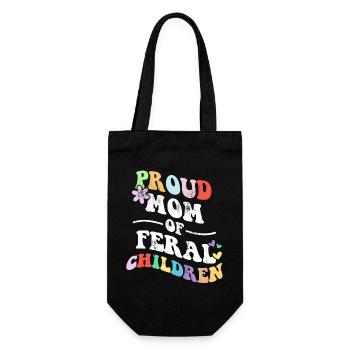 Retro Groovy Proud Mother Of Feral Children Funny - Gift Bag for Bottles - black - Front