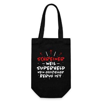 Schreiner Spruch Beruf Lustiges Schreiner Geschenk - Geschenkbeutel für Flaschen - Schwarz - Vorne