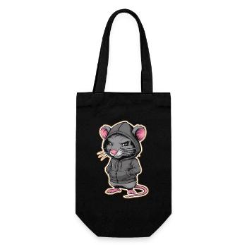 Coole Ratte im stylischen Hoodie - Lustige Tiere - Geschenkbeutel für Flaschen - Schwarz - Vorne