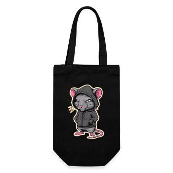 Coole Ratte im stylischen Hoodie - Lustige Tiere - Geschenkbeutel für Flaschen - Schwarz - Vorne