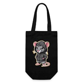 Coole Ratte im stylischen Hoodie - Lustige Tiere - Geschenkbeutel für Flaschen - Schwarz - Vorne