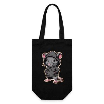 Coole Ratte im stylischen Hoodie - Lustige Tiere - Geschenkbeutel für Flaschen - Schwarz - Vorne