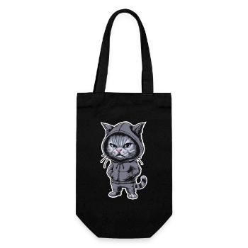 Annoyed Angry Cat in Stylish Hoodie - Gift Bag for Bottles - black - Front