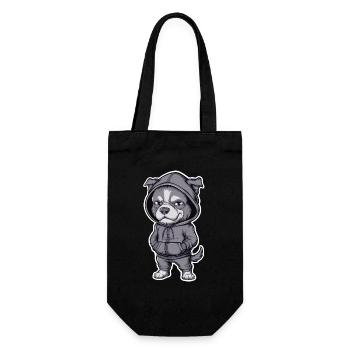 Cool dog in stylish hoodie - Gift Bag for Bottles - black - Front