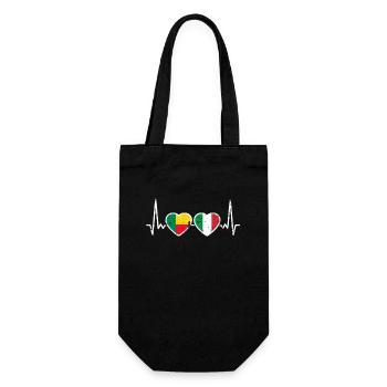 Benin Italy Vintage Heartbeat Flag Beninese - Gift Bag for Bottles - black - Front