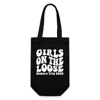 Girls On The Loose Schwesternreise 2025 - Geschenkbeutel für Flaschen - Schwarz - Vorne