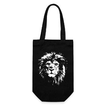 Löwe Portrait Natur Wildnis Raubtiere Symbol Logo - Geschenkbeutel für Flaschen - Schwarz - Vorne