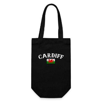 Cardiff Wales Vintage Walisische Flagge Waliser - Geschenkbeutel für Flaschen - Schwarz - Vorne