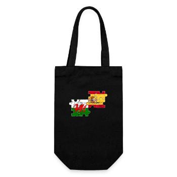 Wales Spanien Vintage Flagge Spanier Waliser - Geschenkbeutel für Flaschen - Schwarz - Vorne