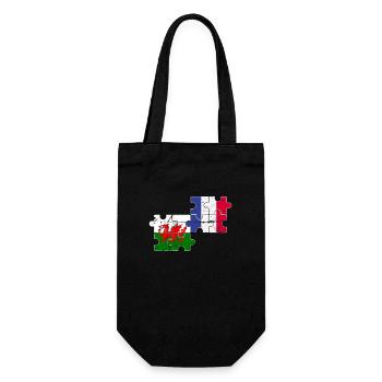 Wales Frankreich Vintage Flagge Franzose Waliser - Geschenkbeutel für Flaschen - Schwarz - Vorne
