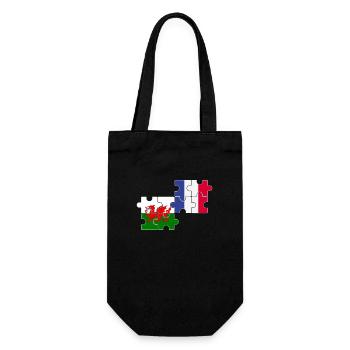 Wales Frankreich Flagge Franzose Waliser - Geschenkbeutel für Flaschen - Schwarz - Vorne