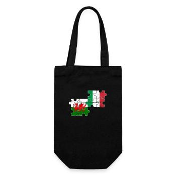 Wales Italien Vintage Flagge Italiener Waliser - Geschenkbeutel für Flaschen - Schwarz - Vorne