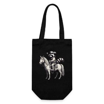 Waschbär, Cowboy, Western, Country, Pferd - Geschenkbeutel für Flaschen - Schwarz - Vorne