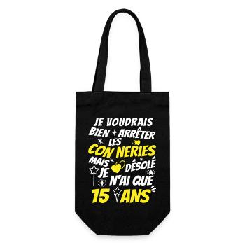 j'ai 15 ans / t-shirt enfant 15 ans - Sac à bouteille - noir - Devant