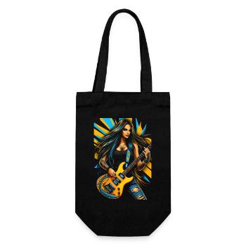 Wild guitar diva with electric guitar - Gift Bag for Bottles - black - Front