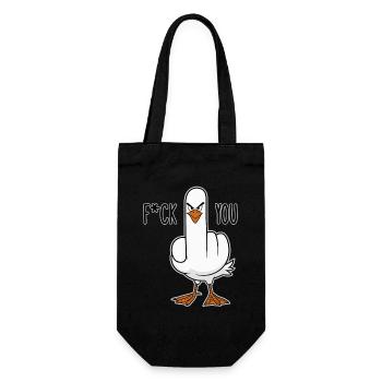 Stinkefinger Huhn Spruch - Geschenkbeutel für Flaschen - Schwarz - Vorne
