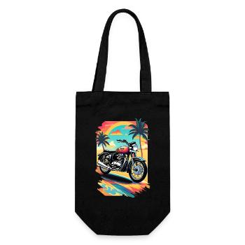 Retro motorcycle on a tropical beach - Gift Bag for Bottles - black - Front