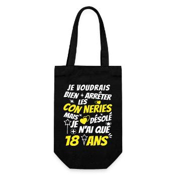 j'ai 18 ans / idée cadeau anniversaire / 18 ans - Sac à bouteille - noir - Devant
