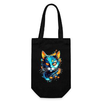 Chat de l’espace coloré - Sac à bouteille - noir - Devant
