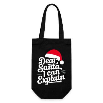 Dear Santa I can explain - Geschenkbeutel für Flaschen - Schwarz - Vorne