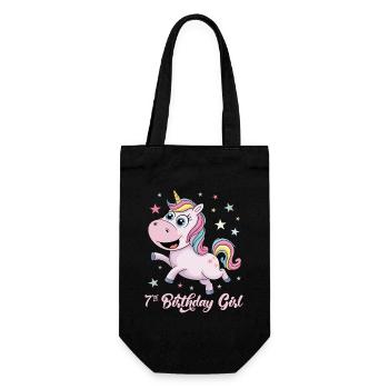 Funny Unicorn 7th Birthday Girl - Gift Bag for Bottles - black - Front