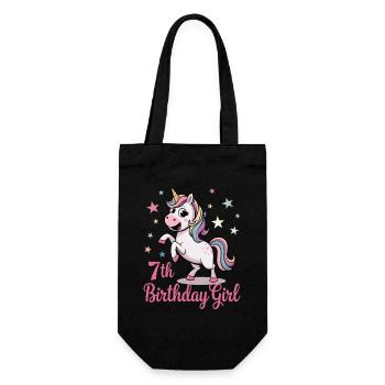 Licorne drôle 7e anniversaire fille - Sac à bouteille - noir - Devant