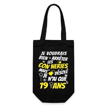 j'ai 19 ans / t-shirt anniversaire 19 ans - Sac à bouteille - noir - Devant