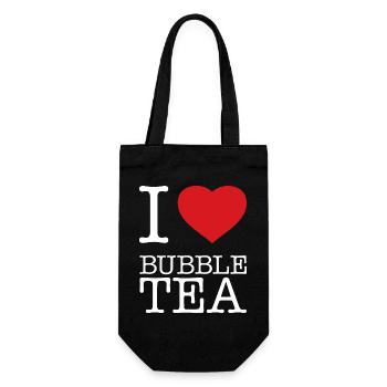 I LOVE BUBBLE TEA - Geschenkbeutel für Flaschen - Schwarz - Vorne