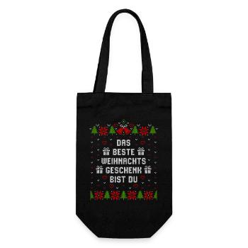 Das beste Weihnachtsgeschenk bist Du - Geschenkbeutel für Flaschen - Schwarz - Vorne