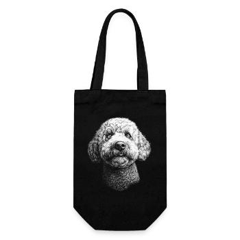 Lagotto Romagnolo Portrait Hunde Hund - Geschenkbeutel für Flaschen - Schwarz - Vorne
