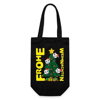 Frohe Weihnachten mit der Panda Familie. - Geschenkbeutel für Flaschen - Schwarz - Vorne