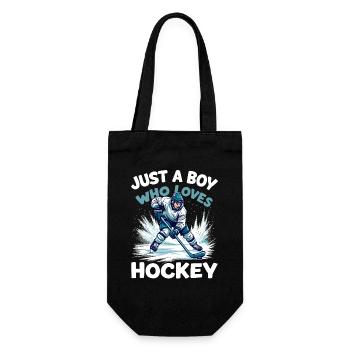 Eishockey, Eishockeyspieler, Junge - Geschenkbeutel für Flaschen - Schwarz - Vorne