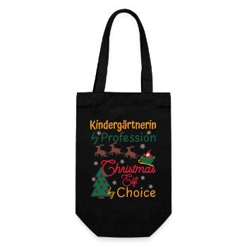 Kindergärtnerin Weihnachten Xmas Elf Kindergarten - Geschenkbeutel für Flaschen - Schwarz - Vorne