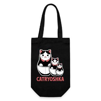 Lustige Catrjoschka Matroschka Schöne Russisch - Geschenkbeutel für Flaschen - Schwarz - Vorne
