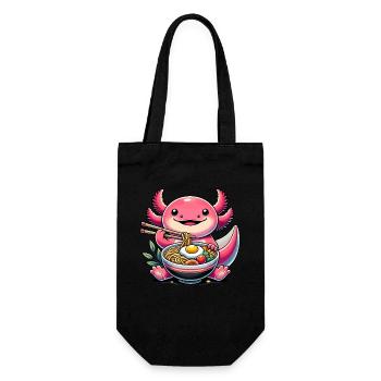Axolotl, Ramen, Nudeln, Lustiges Anime Kawaii - Geschenkbeutel für Flaschen - Schwarz - Vorne