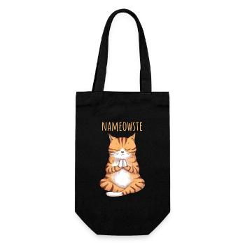 Lustige Yoga Katze Nameowste Meditation Zen Kätzchen - Geschenkbeutel für Flaschen - Schwarz - Vorne